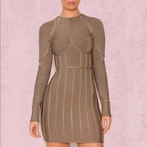 New Women's House of CB Taupe Bandage Dress Size M